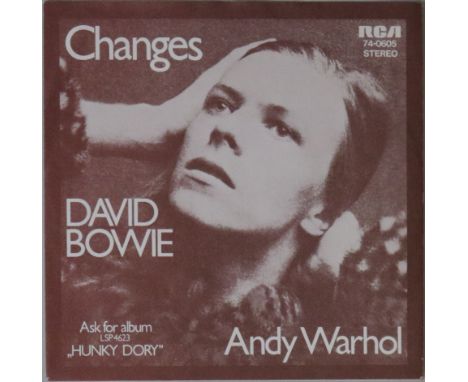 DAVID BOWIE - CHANGES C/W ANDY WARHOL - GERMAN PICTURE SLEEVE 7" (74-0605). The original German 7" p/s release of the crackin