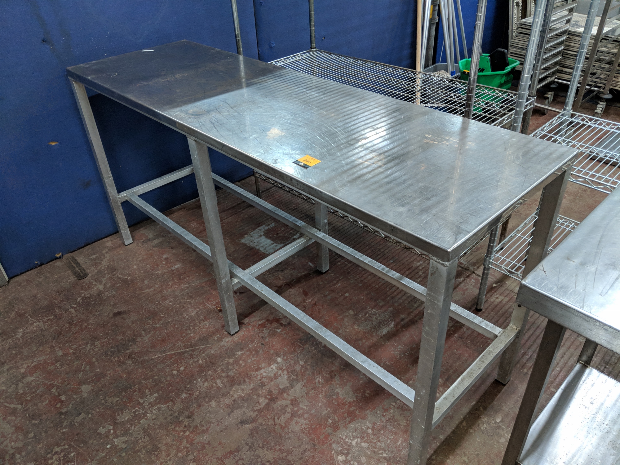 Stainless steel table measuring circa 178cms x 56cms This is one of a ...