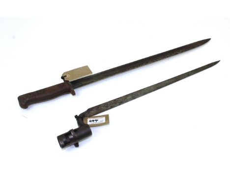 A 1907 bayonet by Wilkinson (no scabbard) with a socket bayonet