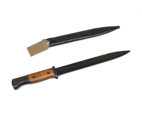 A German K98 bayonet and scabbard, blade dated 42