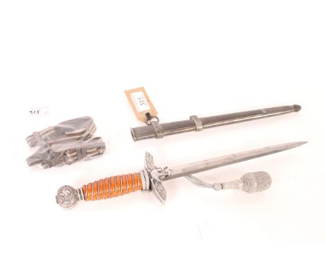 A Third Reich era Luftwaffe officers dress dagger 2nd pattern by Ernest Pack Solingen with scabbard and knot NB Ring missing 