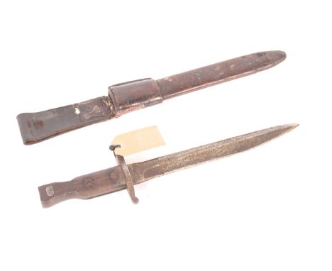 A Canadian Ross bayonet (dated 10-15) NB this example with scabbard and frog is AF