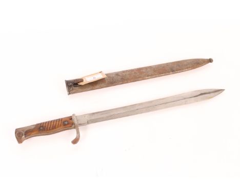A German WWI (dated 1917) model 1898/05 2nd Patt bayonet with flashguard by Alex Coppel Solingen with steel scabbard