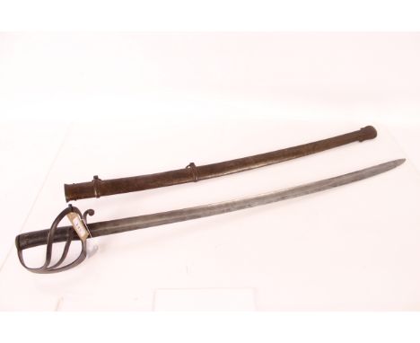 A British model 1853 Cavalry sword with scabbard, unmarked with faint unit marks to hilt 