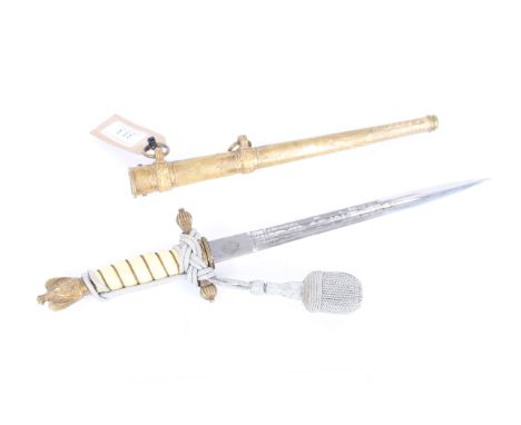 A Third Reich era Kreigsmarine Officers dress dagger by E&F Horster Solingen with lightening scabbard and correct knot
