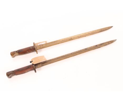 Two British 1907 model bayonets , one by Wilkinson the other by Sanderson (no scabbards)