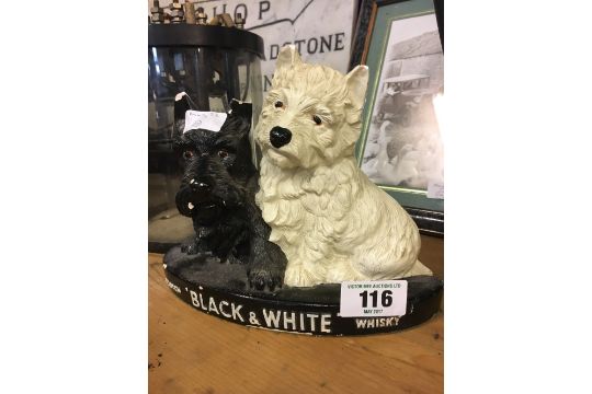 BLACK AND WHITE SCOTCH WHISKY Scottie dogs whiskey advertisement.