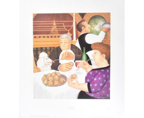 Beryl Cook (British born 1926-2008) 'Dining In Paris' 2001Signed print in colour published by Alexander Gallery Publications 