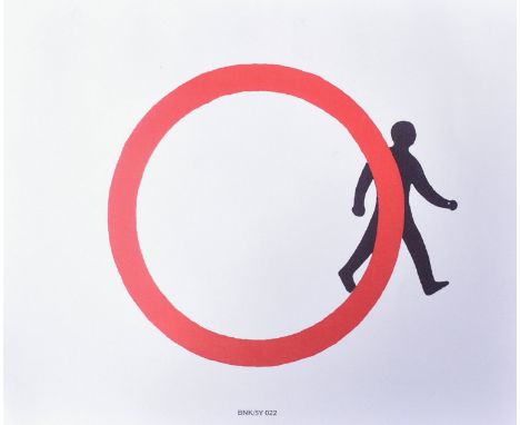 Banksy (British b.1974)Stepping Out XL (BNK/5Y 024)Offset lithograph print on Starliner backed paste-up sticker back10.5 x 12