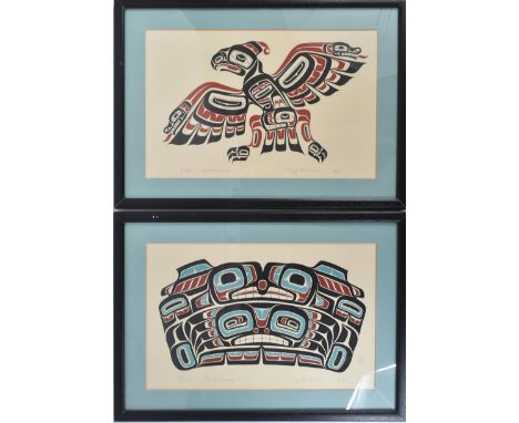 Dale Faulstich 'Salmon/Crab' & 'Thunderbird' 1989Serigraph printsLimited edition No. 249/950 & 81/950Framed & glazedSigned to