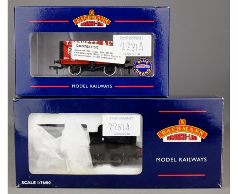Bachmann OO Gauge 0-6-0 BR Black late crest tank engine 69022,  31-059 & Burnett & Co. plank wagon, 31-125K both boxed (2) 