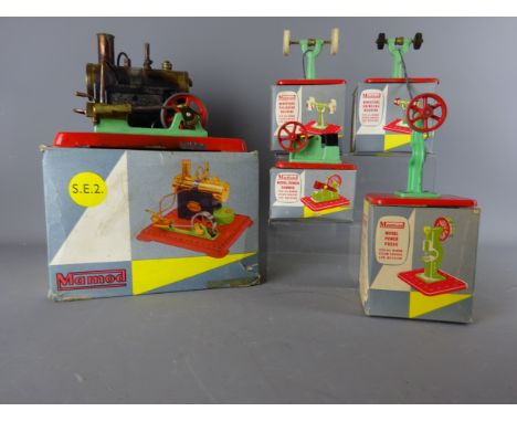 Mamod Stationary Steam Engine, S.E.2 with Grinding & Polishing Machines, Power Hammer & Press, all boxed (5)   Condition Repo