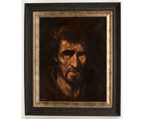 * PETER HOWSON OBE,
SELF PORTRAIT
oil on canvas, signed and dated '08
76cm x 61cm
Framed
Provenance: Private Scottish Collect