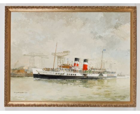 * IAN G. ORCHARDSON (SCOTTISH 1927-1997),
PADDLE STEAMER 'WAVERLEY' PASSING JOHN BROWN'S YARD IN THE 1978 SEASON
oil on canva