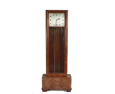 A walnut cased Art Deco longcase clock, having square dial, height approximately 74ins