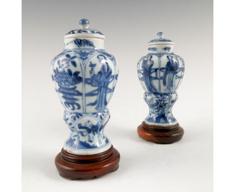 Two similar Kangxi covered vases Condition report: normal Chipping to foot as expected   height 4.25ins 