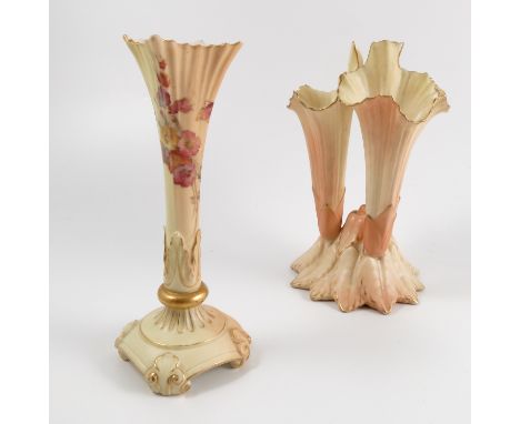 A Royal Worcester blush ivory vase, the moulded body decorated with flowers, shape number 1728, dated 1895, height 6.25ins, t