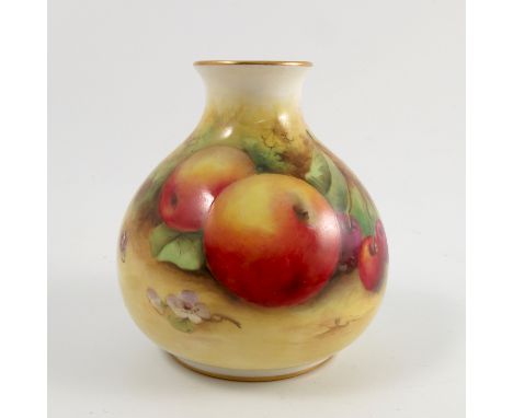 A Royal Worcester vase, decorated with fruit to a mossy background by H H Price, shape number 2492, dated 1932, height 3ins C