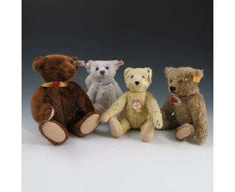 Four Steiff replica bears, to include a white bear with angel wings