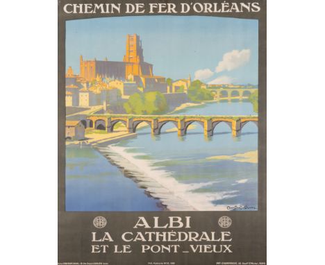 Europe.- France.- Constant-Duval (Leon) Chemin de fer d'Orl&eacute;ans - Albi La Cath&eacute;drale et le Pont-Vieux,&nbsp;lit