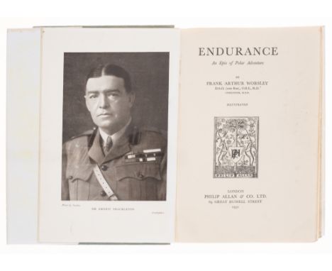Polar.- Shackleton.- Worsley (Frank Arthur) Endurance: an Epic of Polar Adventure, first edition, half-title, portrait fronti