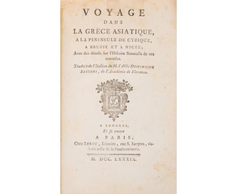 Levant.- Sestini (Domenico) Voyage dans la Gr&egrave;ce Asiatique, a la P&eacute;ninsule de Cyzique, a Brusse et a Nic&eacute