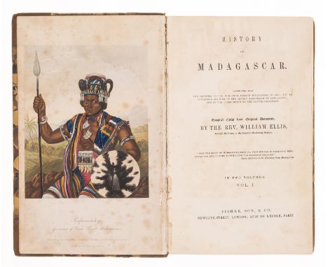 Africa.- Ellis (Rev. William) History of Madagascar, 2 vol., colour lithograph frontispiece, 9 lithographs, one wood engraved