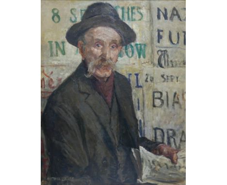 Bethia Clarke (British, Early 20th century): portrait of a mustachioed elderly gentleman, oil on canvas, signed, 67 by 54cm, 