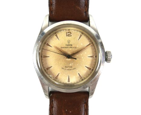 A Tudor Oyster-Prince stainless steel gentleman's wristwatch, circa 1950s, with cream dial signed 'Rotor Self-Winding', gold 