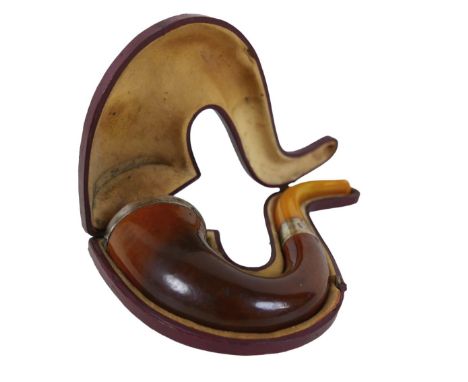 A George V silver mounted calabash and tobacconist's amber pipe, the bowl rim hallmarked Adolph Frankau &amp; Co Birmingham 1