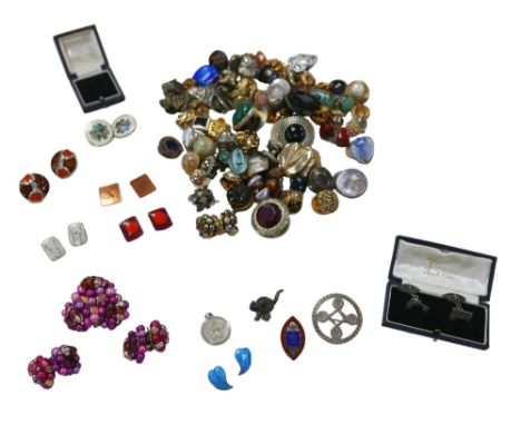 A collection of Liberty's of London and other costume and silver jewellery, including Libertya brooch and two pairs of clip-o