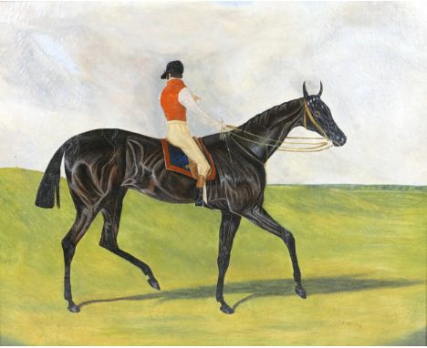J. F. Herring Jr (British, 1815-1907): Study of a horse with rider, equestrian portrait, oil on canvas, signed lower right, 5