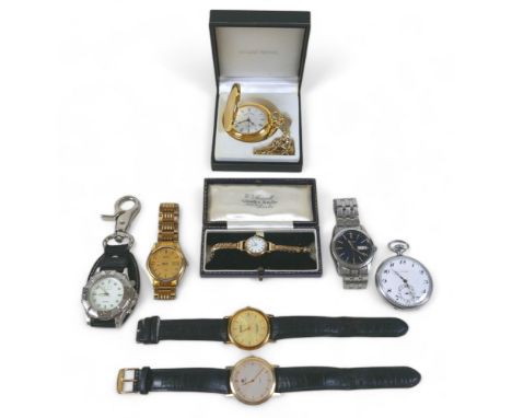 A collection of watches, comprising a Rotary 9ct gold cased lady's wristwatch, white dial, case 19mm, on an expanding bracele