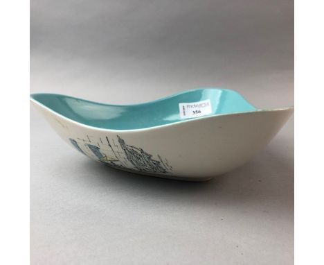 MIDWINTER STYLE CRAFT TRIANGULAR DISH, decorated with the Cannes pattern by Hugh Casson