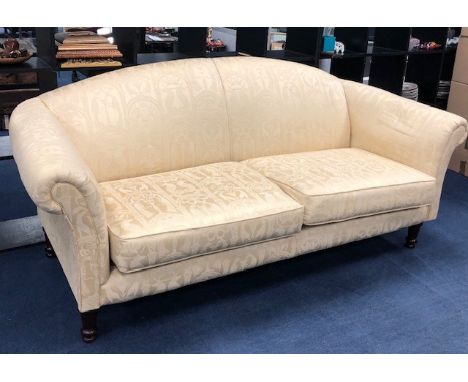 PAIR OF ARCH BACK SOFAS, upholstered in cream, 192cm wide