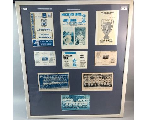 FRAMED GROUP OF VARIOUS 1960S AND 1970S FOOTBALL PROGRAMMES, relating to Leeds United and others, including images of Glasgow