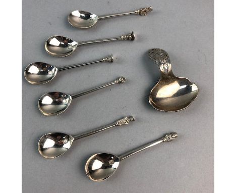 SIX SILVER SPOONS, with various finials including figural and animal examples, maker Thomas Bradbury &amp; Sons Ltd, London 1