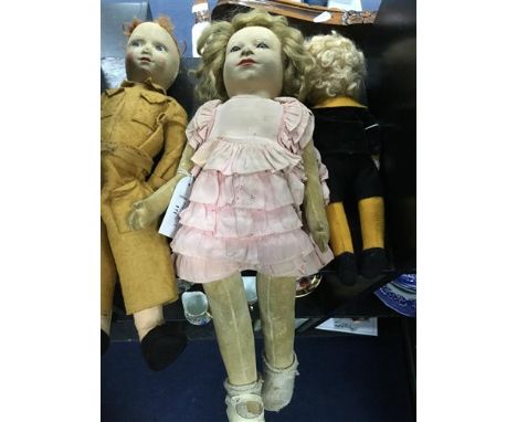 CHAD VALLEY FELT DOLL OF PRINCESS ELIZABETH (H.M.THE QUEEN), along with a Princess Margaret doll in war uniform and a Little 