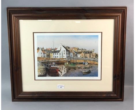* MALCOLM BUTTS, CRAIL HARBOUR digital print, signed and numbered 230/500 in pencil 22cm x 32cm Mounted framed and under glas