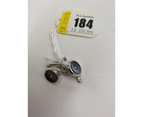 A silver and mother of pearl set cufflink's