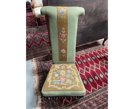 A Victorian Prie Dieu Chair designed with tapestry floral design. 