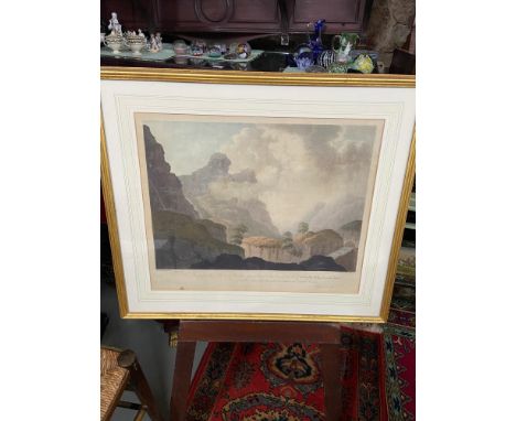 A 19th century engraving coloured print depicting Glencoe. Fitted in a gilt frame. 