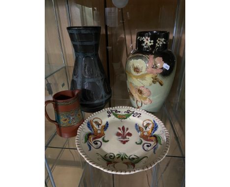 Four various pieces of collectable porcelain items. Includes Adams Titian Ware cabinet plate, Austrian mid century vase, Terr