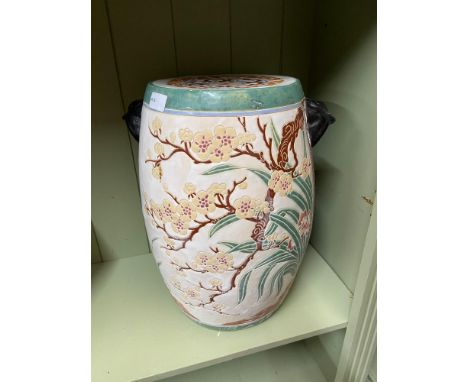 A 20th century Chinese Cherry Blossom design ceramic stool. [ 