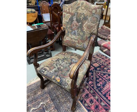 A 19th century tapestry arm chair. 