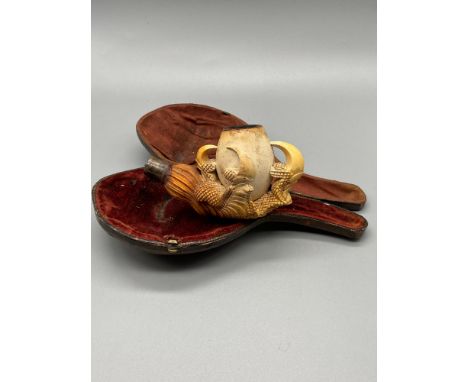 Antique Ball and claw Meerschaum pipe with box. 