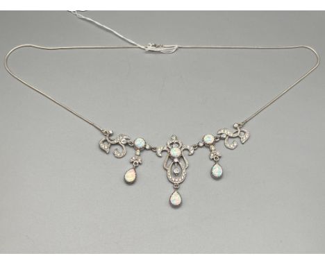 An Impressive silver and opal Belle Epoque style necklace. 