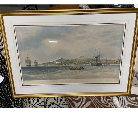 A Large antique coloured print originally engraved by E. Duncan, London published August 1840 by Mr. Huggins depicting Dundee