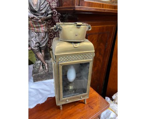 Antique brass lantern converted to electric. 
