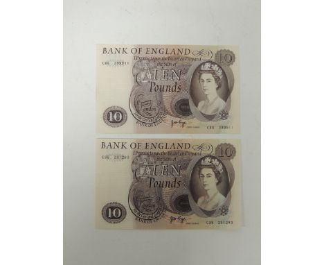 Bank of England portrait series £10 notes signed Page, C35 231283 and C66 399911 (2) ++one with very small pinhole in centre 